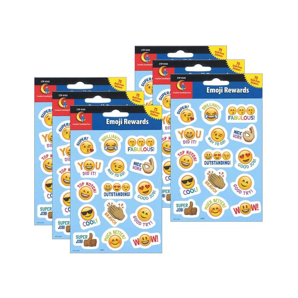 Emoji Fun Reward Stickers, 75 Per Pack, 6 Packs. Picture 1
