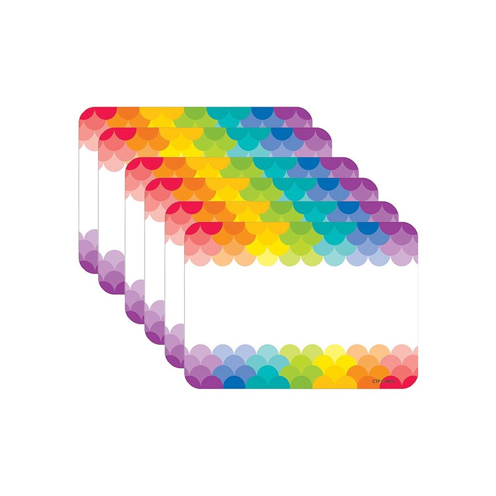 Painted Palette Rainbow Scallops Name Tag Labels, 36 Per Pack, 6 Packs. Picture 1