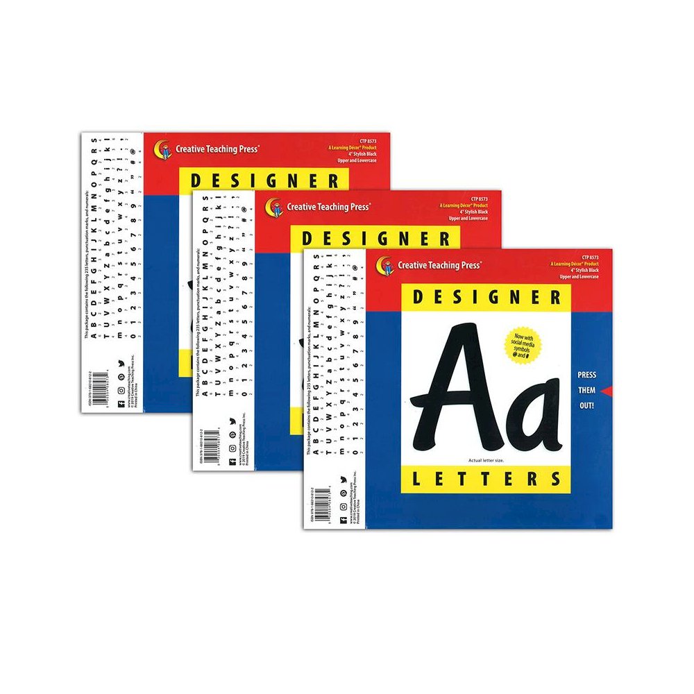Stylish Black 4" Designer Letters, 235 Per Pack, 3 Packs. Picture 1