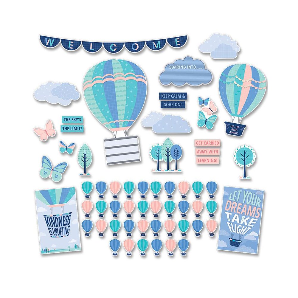 Calm & Cool Soaring High Bulletin Board Set, 57 Pieces. Picture 1