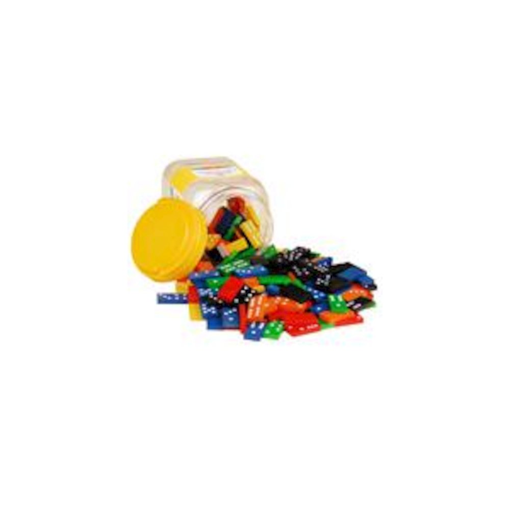 DOUBLE 6 COLOR DOMINOES 6 SETS 168 PCS IN STORAGE BUCKET. Picture 2