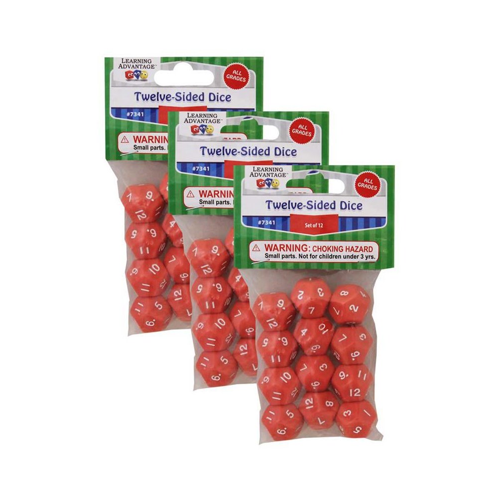 12-Sided Polyhedra Dice, 12 Per Pack, 3 Packs. Picture 1