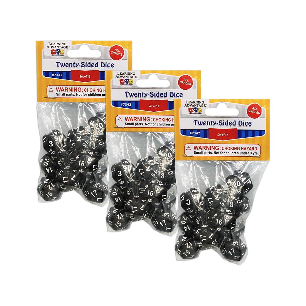 Polyhedra Dice - 20 Sides - 12 Per Pack - 3 Packs. Picture 1