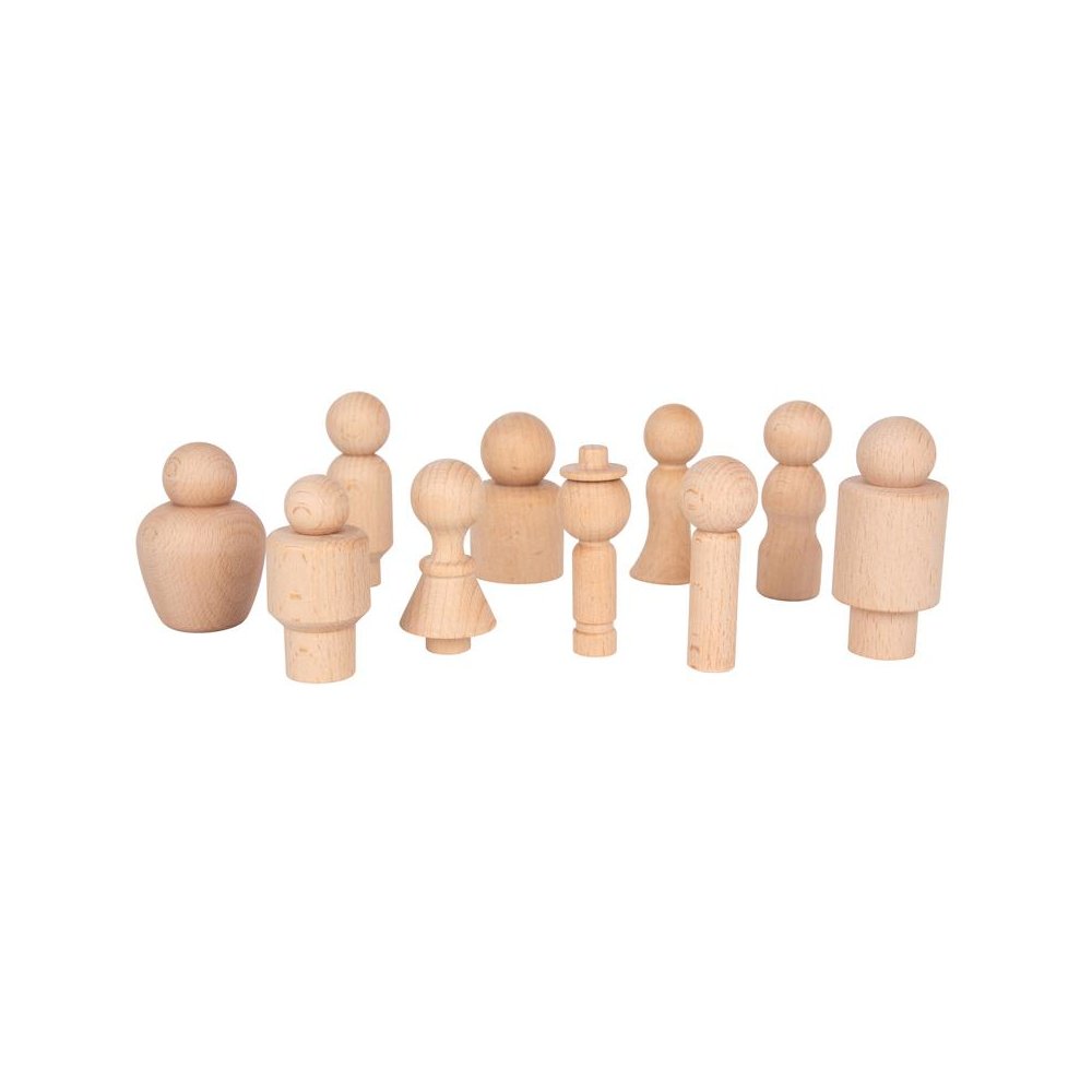 Wooden Community Figures - Set of 10 Wooden Peg Dolls for Kids. Picture 1