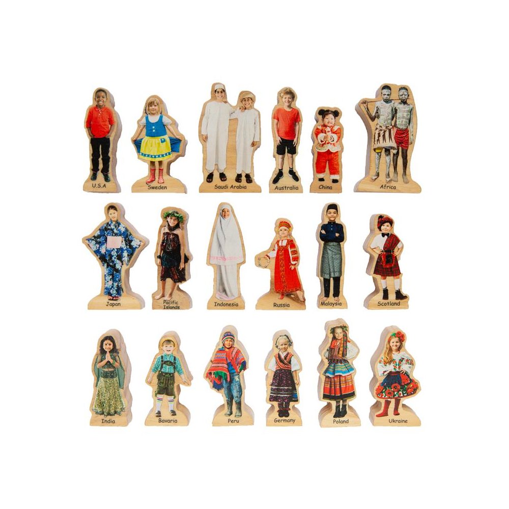 People Around the World Wooden Blocks - Set of 18 - Ages 1+. Picture 1