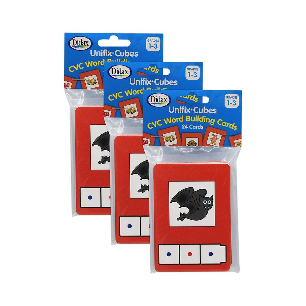 CVC Word Building Cards, 24 Cards Per Pack, 3 Packs. Picture 1