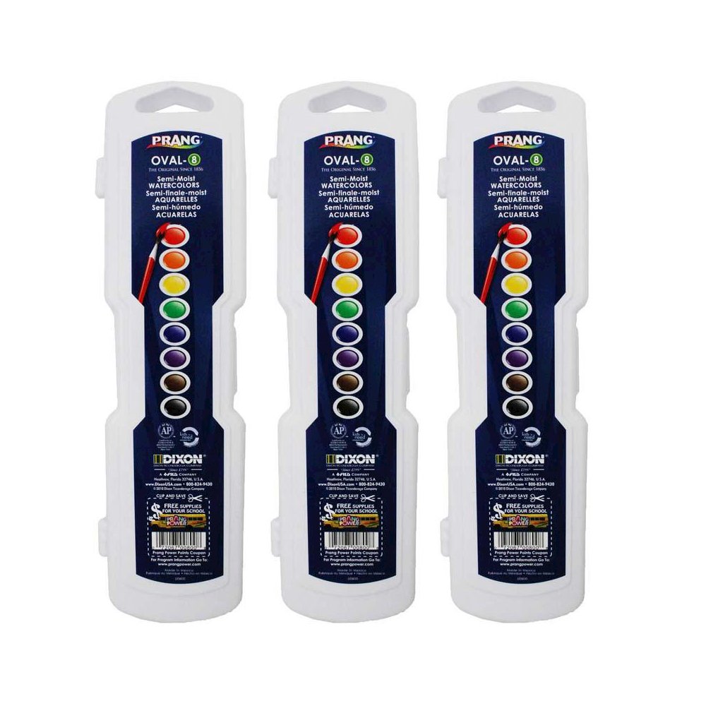Semi-Moist Washable Watercolor Set, 8 colors, 3 Sets. Picture 1