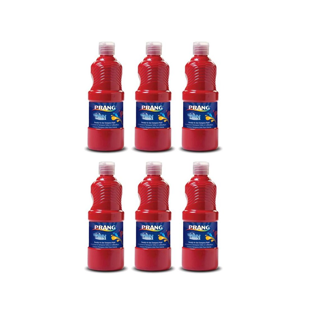 Washable Tempera Paint, Red, 16 oz, Pack of 6. Picture 1