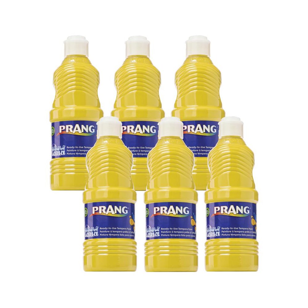 Washable Tempera Paint, Yellow, 16 oz, Pack of 6. Picture 1