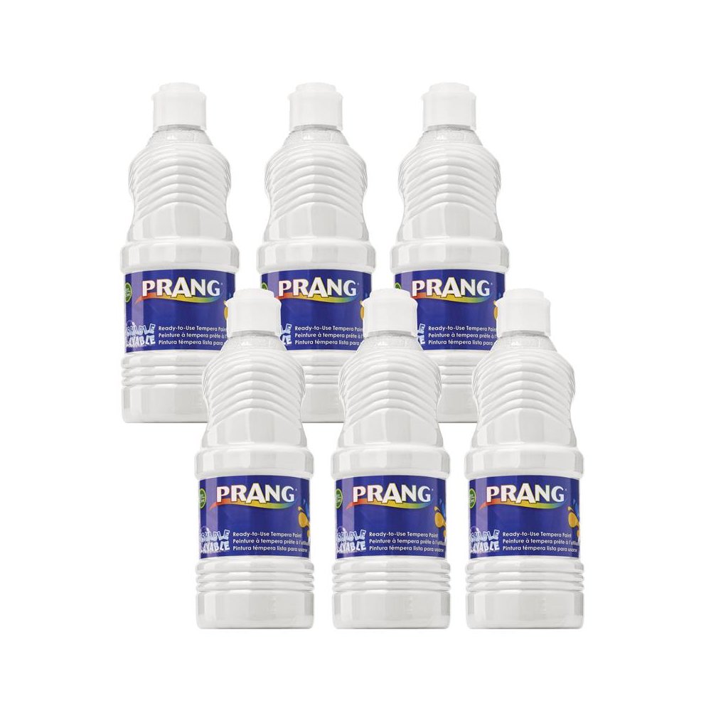 Washable Tempera Paint, White, 16 oz, Pack of 6. Picture 1