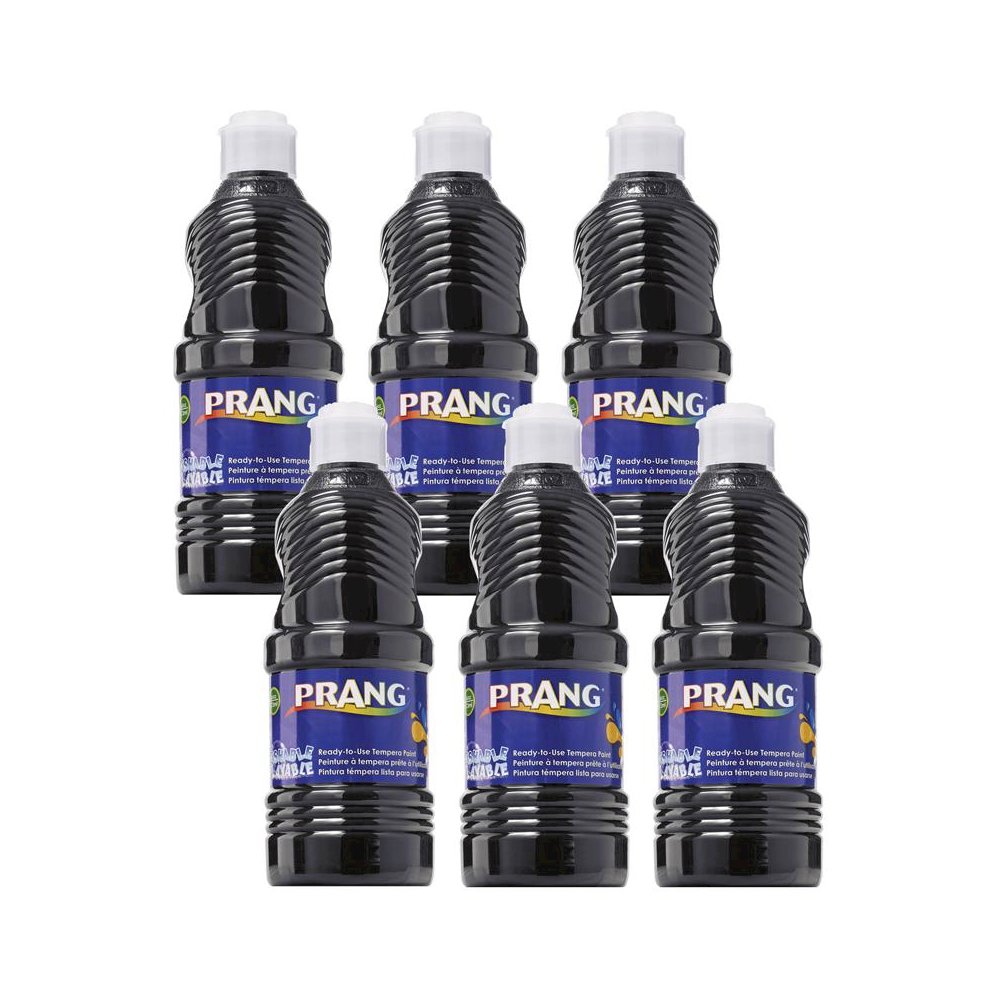 Washable Tempera Paint, Black, 16 oz, Pack of 6. Picture 1