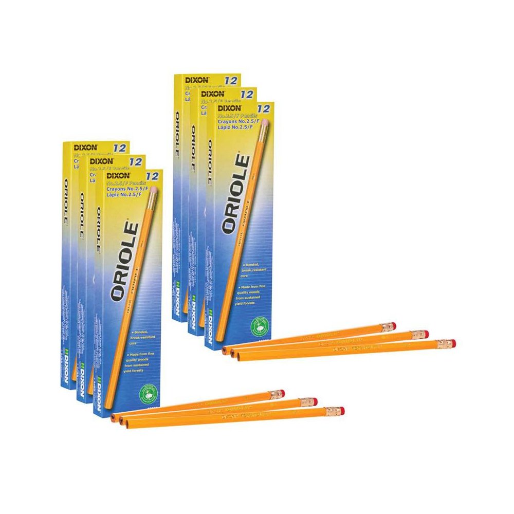 Pencils, No. 2.5 Medium Yellow, Unsharpened, 12 Per Box, 6 Boxes. Picture 1