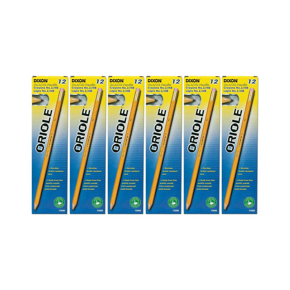 Oriole Wood-Cased Pencils, #2 HB Soft, 12 Per Pack, 6 Packs. Picture 1