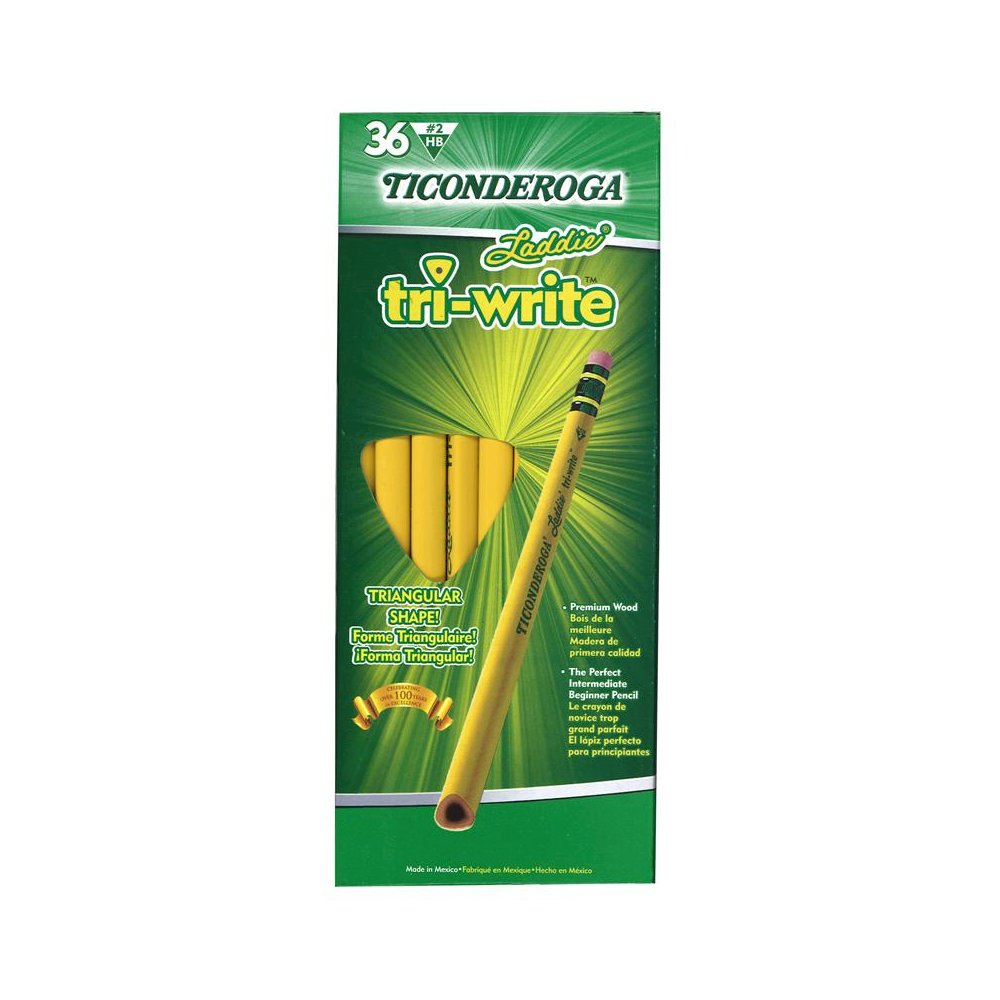 Ticonderoga Laddie Tri-Write Pencil, HB #2, Yellow Barrel, 36/Box. Picture 1