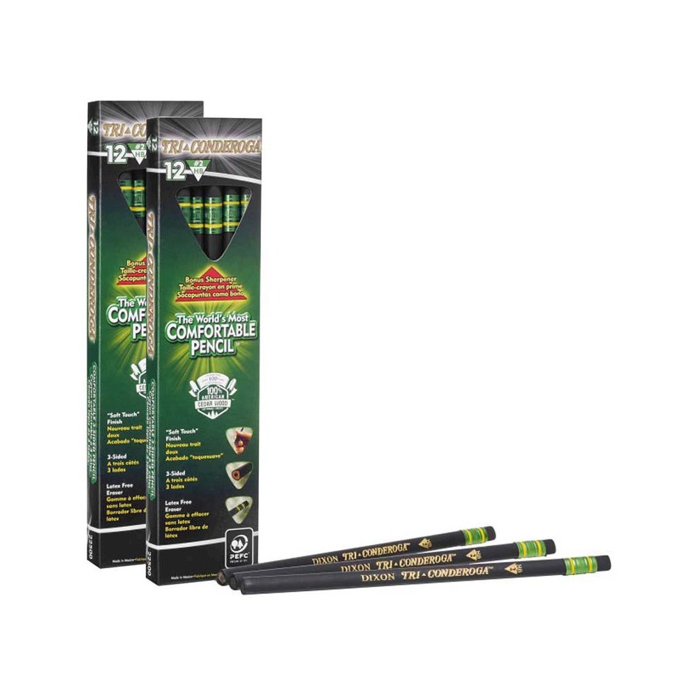 Tri-Conderoga 3-Sided Pencils with Sharpener, 12 Per Pack, 2 Packs. Picture 1