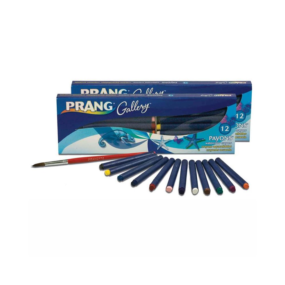 Payons Watercolor Crayon Set with Brush, Assorted Colors, 12 Per Pack, 2 Packs. Picture 1