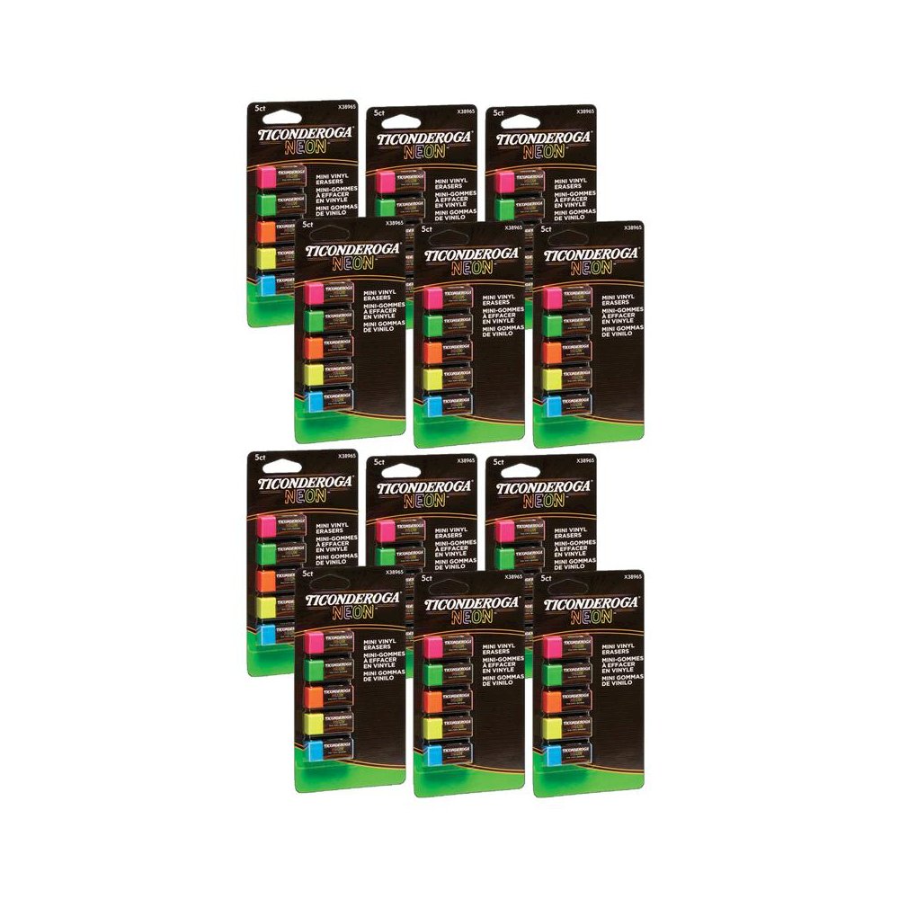 Mini Vinyl Erasers, Neon Assorted, 5 Per Pack, 12 Packs. Picture 1