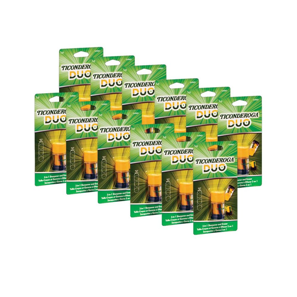 DUO Sharpener/Eraser, Green and Yellow, Pack of 12. Picture 1