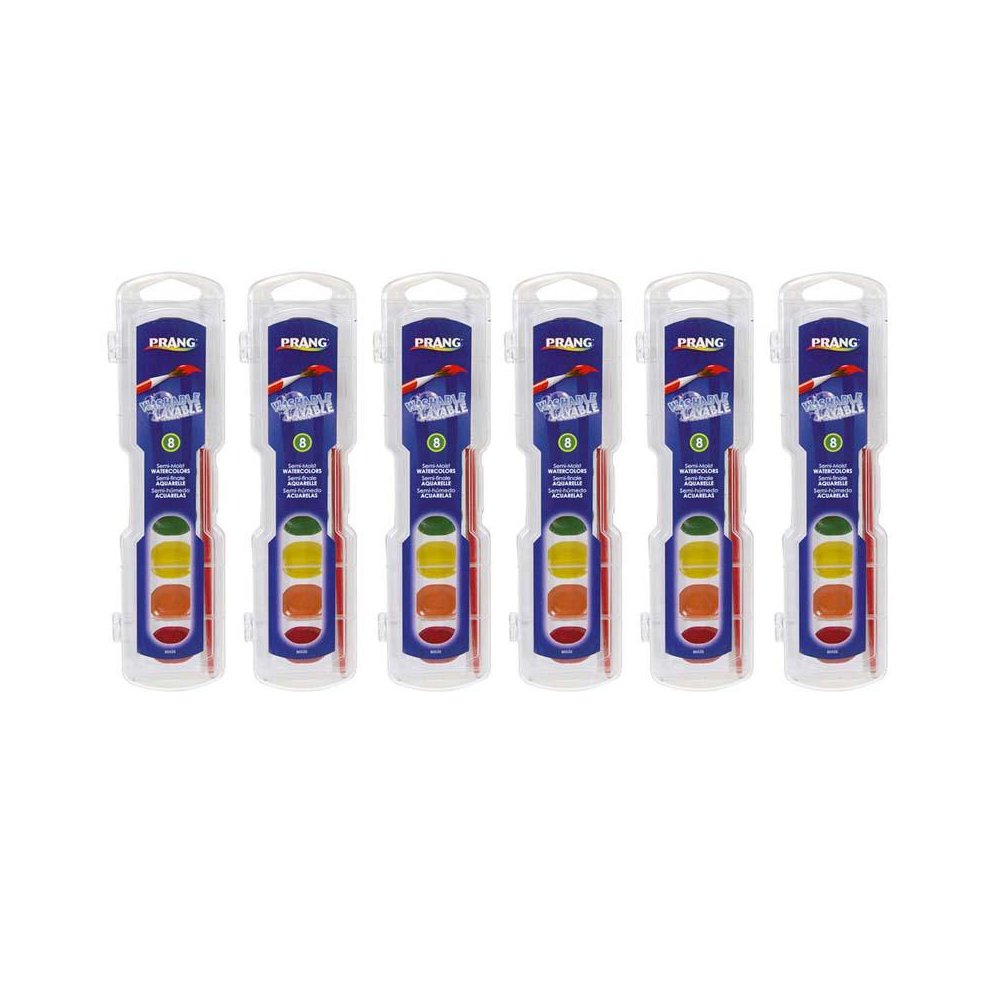 Semi-Moist Washable Watercolor Set, 8 Colors Per Set, 6 Sets. Picture 1