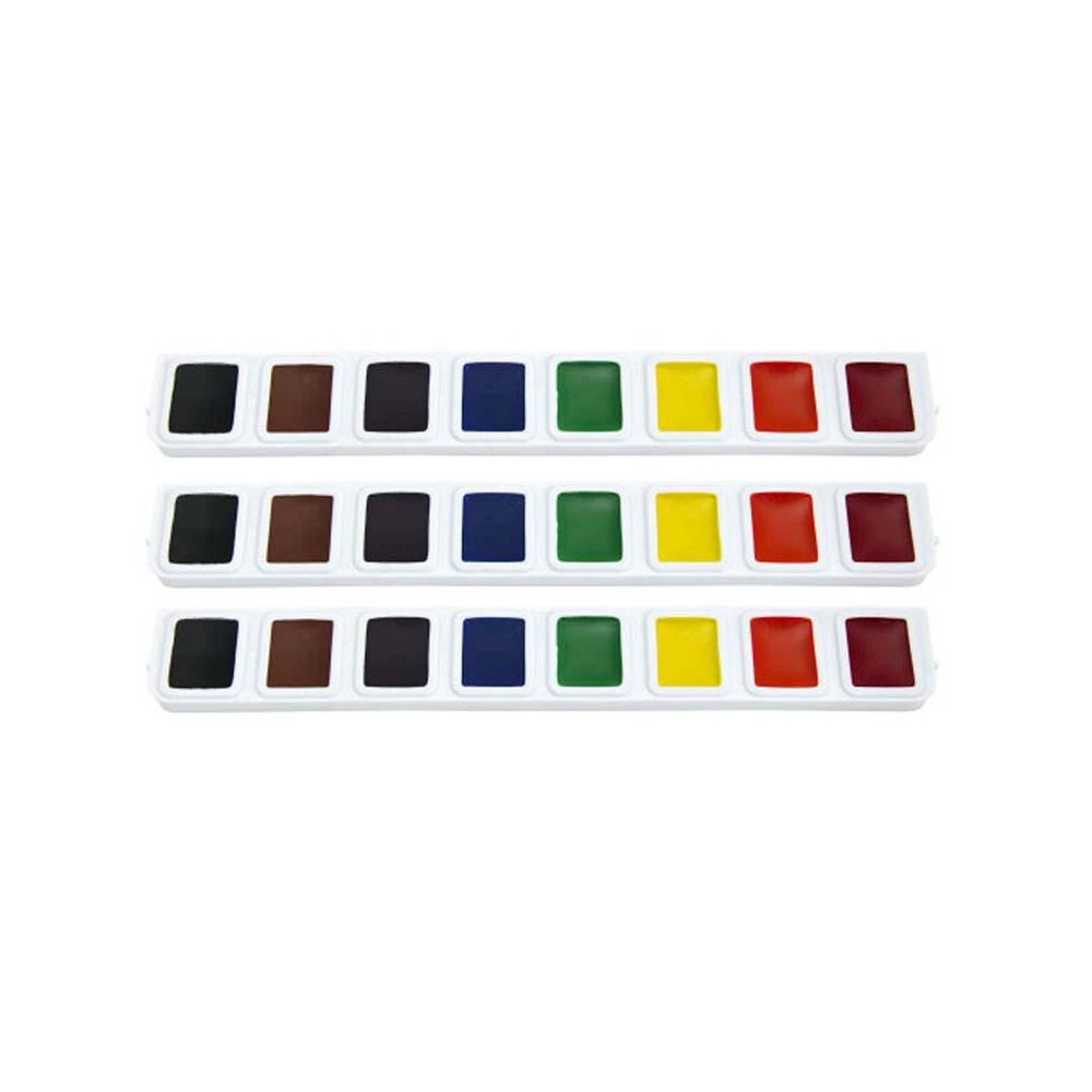 Half Pan Watercolor Refill Tray, 8 Colors, 3 Per Box, 3 Boxes. Picture 1