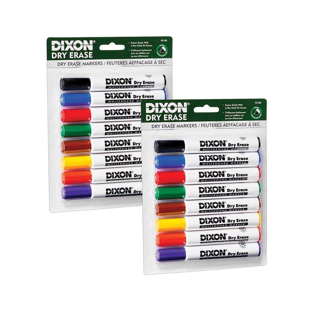 Dry Erase Markers Wedge Tip, 8 Colors Per Set, 2 Sets. Picture 1