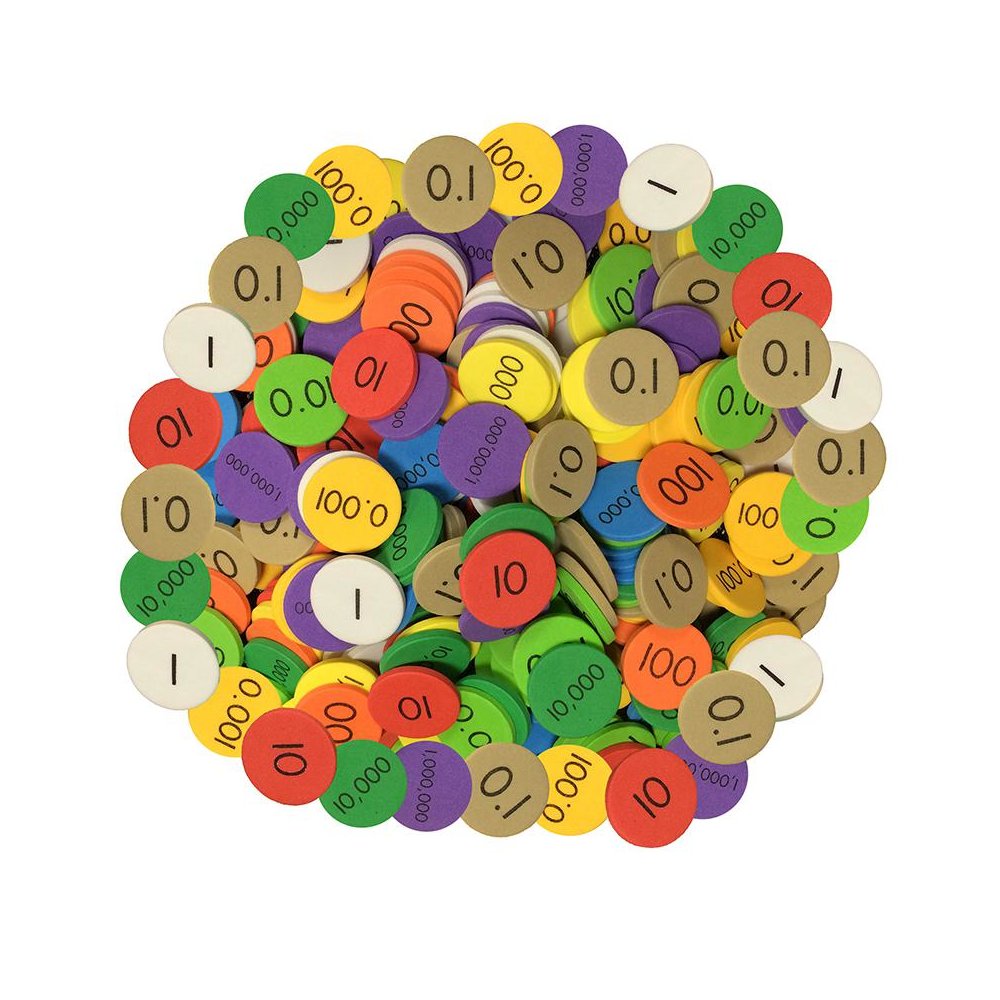 10-Value Decimals to Whole Numbers Place Value Disc, Pack of 3000. Picture 1