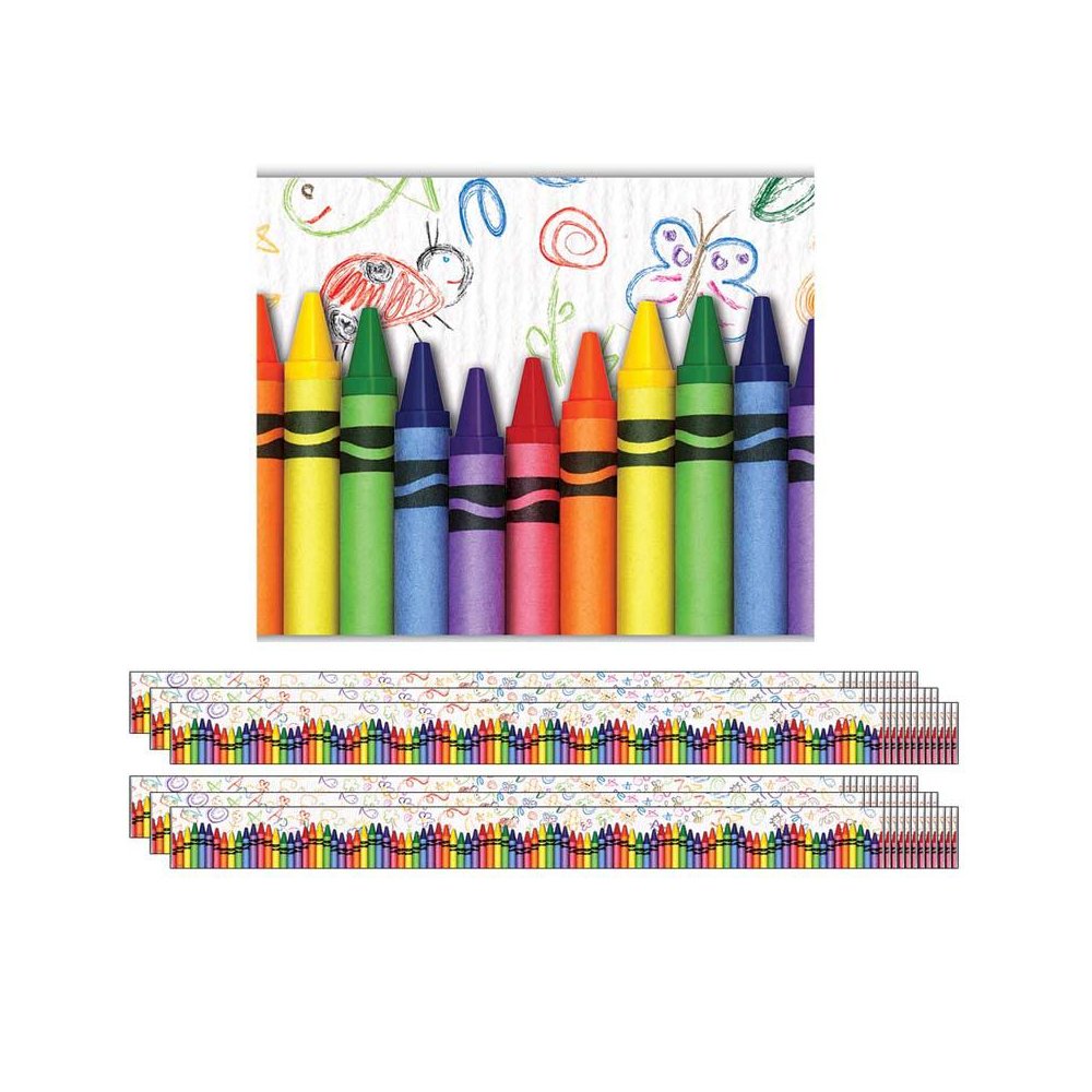 Crayons Layered Border, 35 Feet Per Pack, 6 Packs. Picture 1