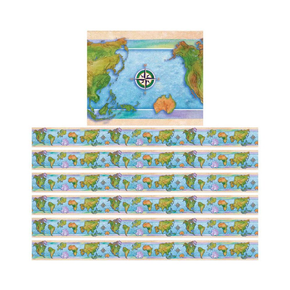 Border World Continents, 35 Feet Per Pack, 6 Packs. Picture 1