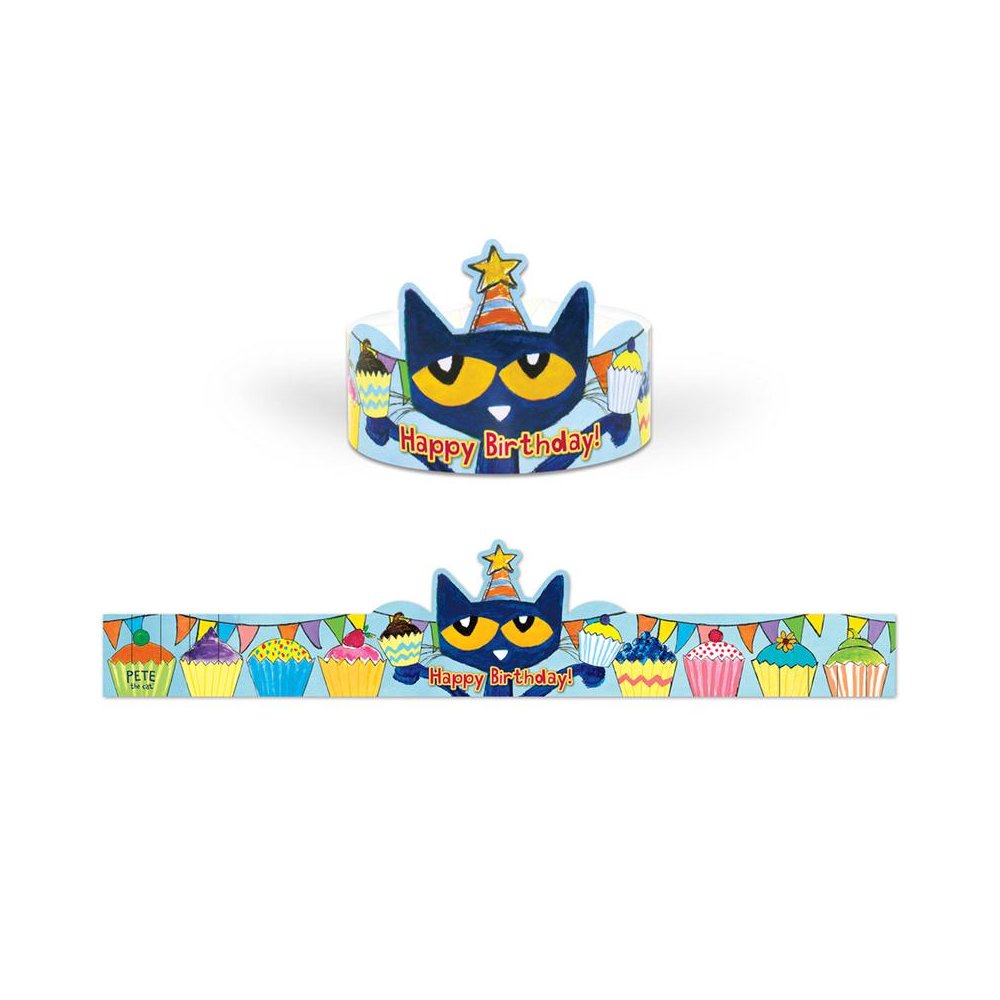 Pete the Cat Happy Birthday Crowns, Pack of 30. Picture 1