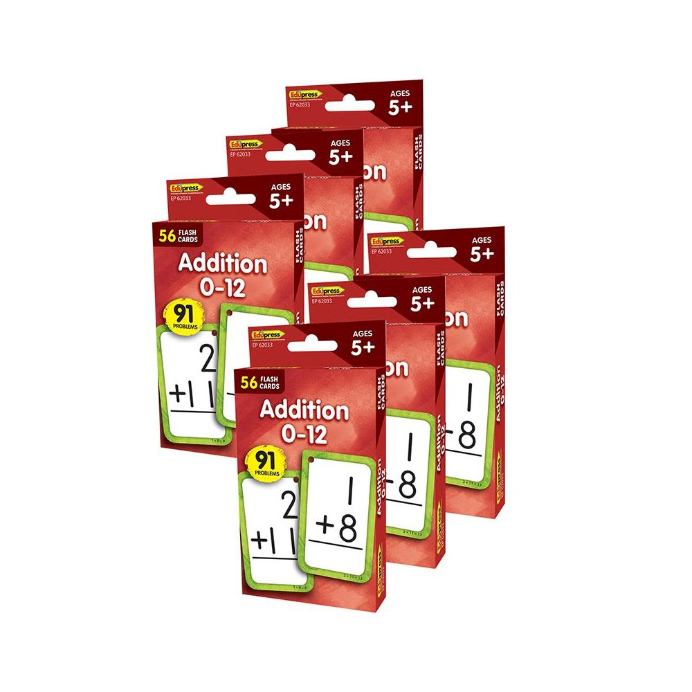 Addition 0-12 Flash Cards, 6 Packs. Picture 1