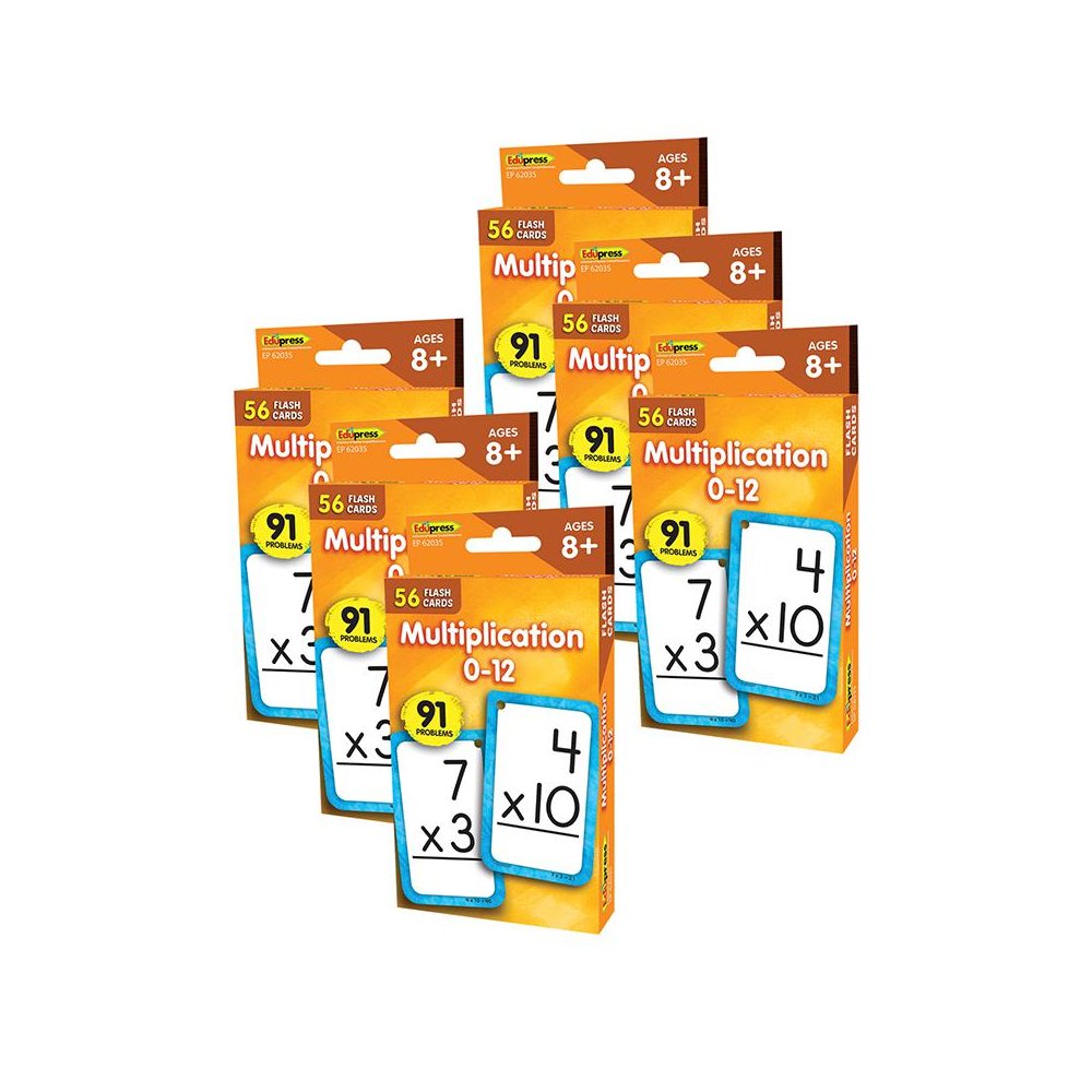 Multiplication 0-12 Flash Cards, 6 Packs. Picture 1
