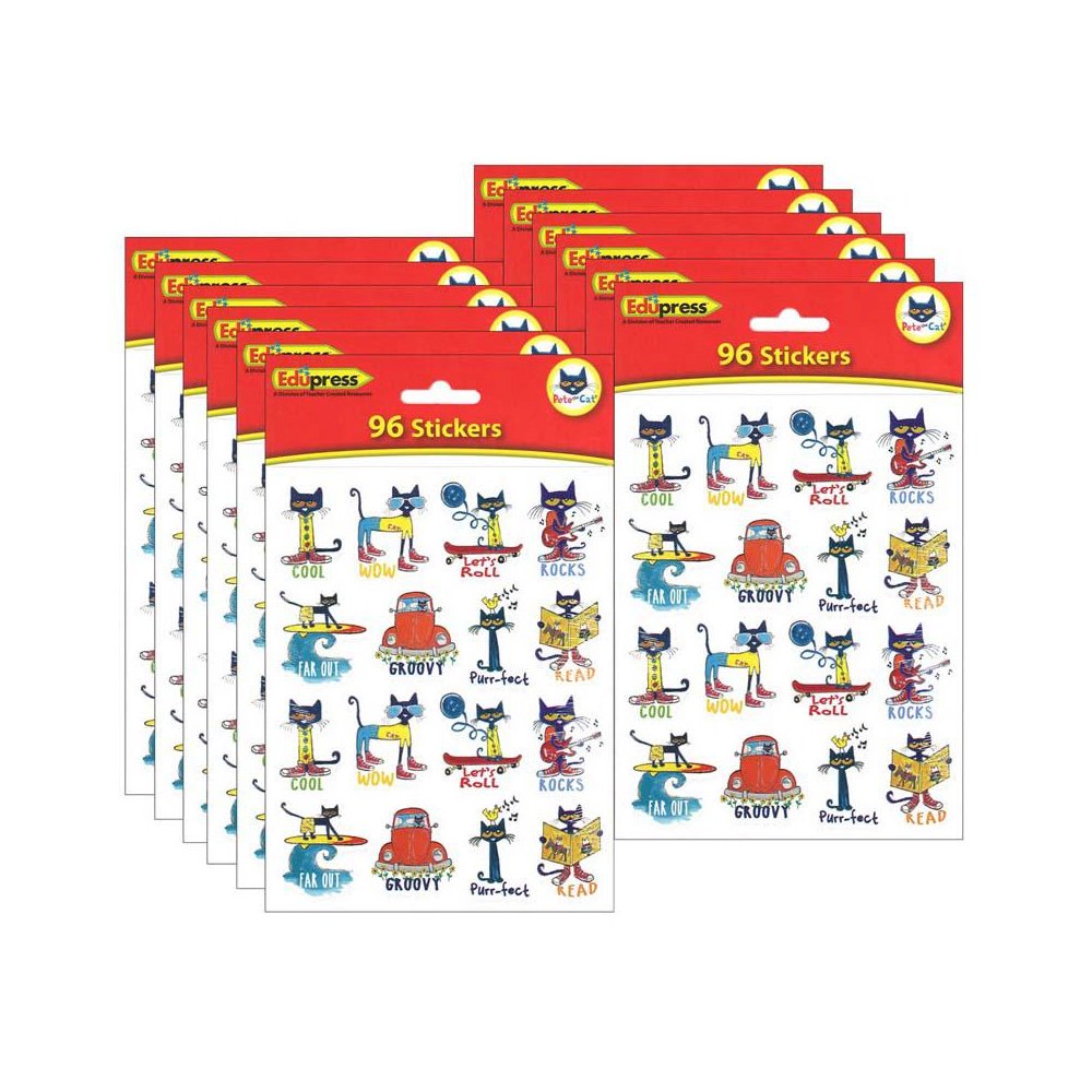 Pete the Cat Stickers, 1", 96 Per Pack, 12 Packs. Picture 1