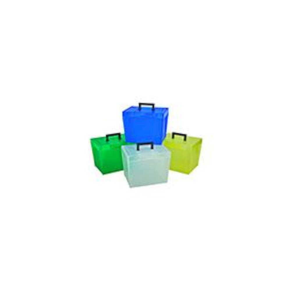 Pendaflex Economy File Box with Handle - External Dimensions: 13.5" Width x 10.3" Depth x 10.9" Height - Plastic - Clear, Yellow, Green, Blue - Document - 1 / Each. Picture 2