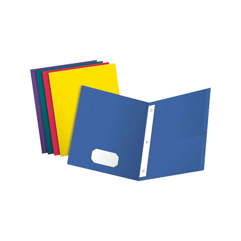 Twin Pocket Folders with Fasteners, Letter Size, Assorted Colors, Box of 25. Picture 1