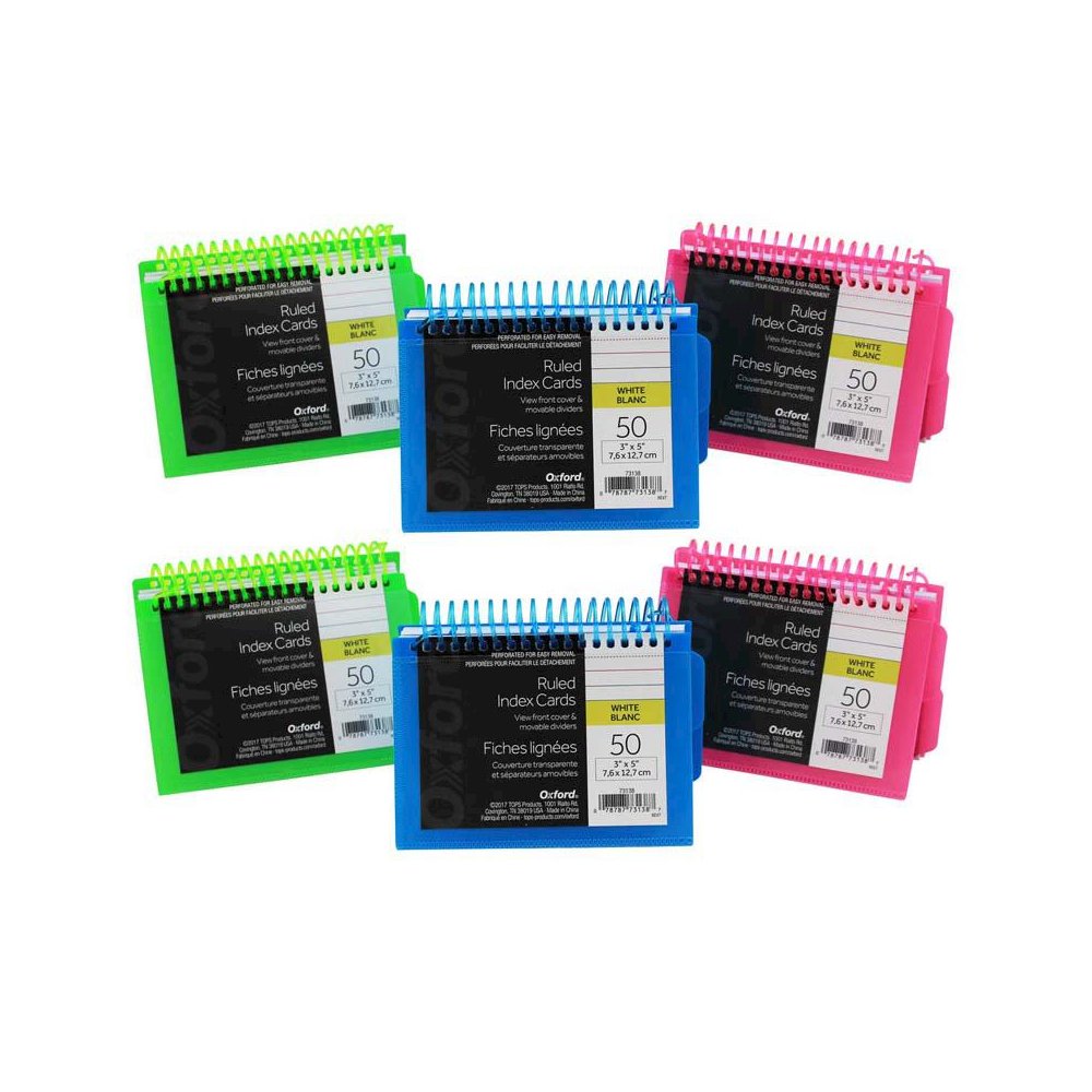 View Front Spiral Index Cards 3" x 5" Poly Cover, Pack of 6. Picture 1