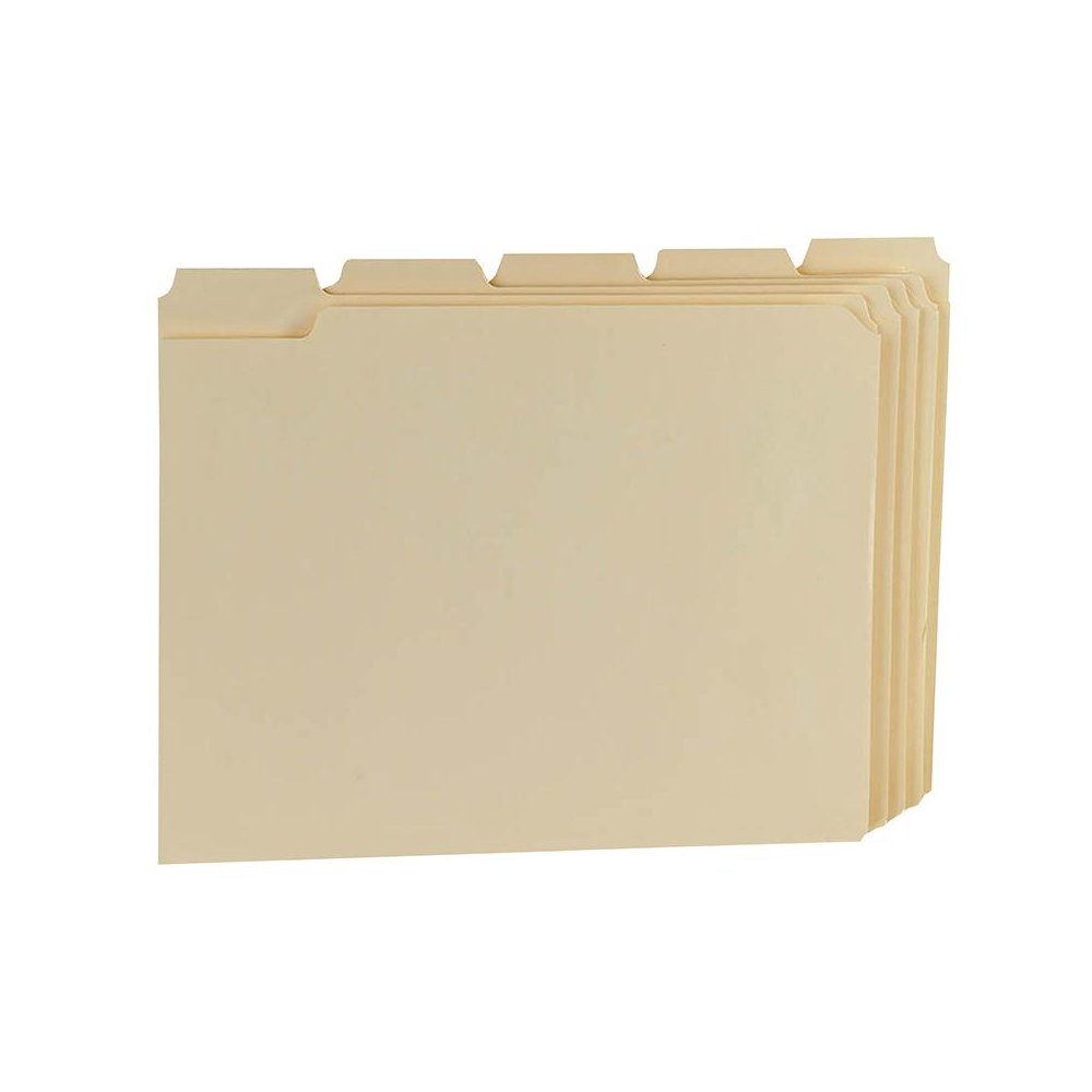 Essentials Manila File Folders, Letter Size, 1/5 Cut, 100 Per Box. Picture 1