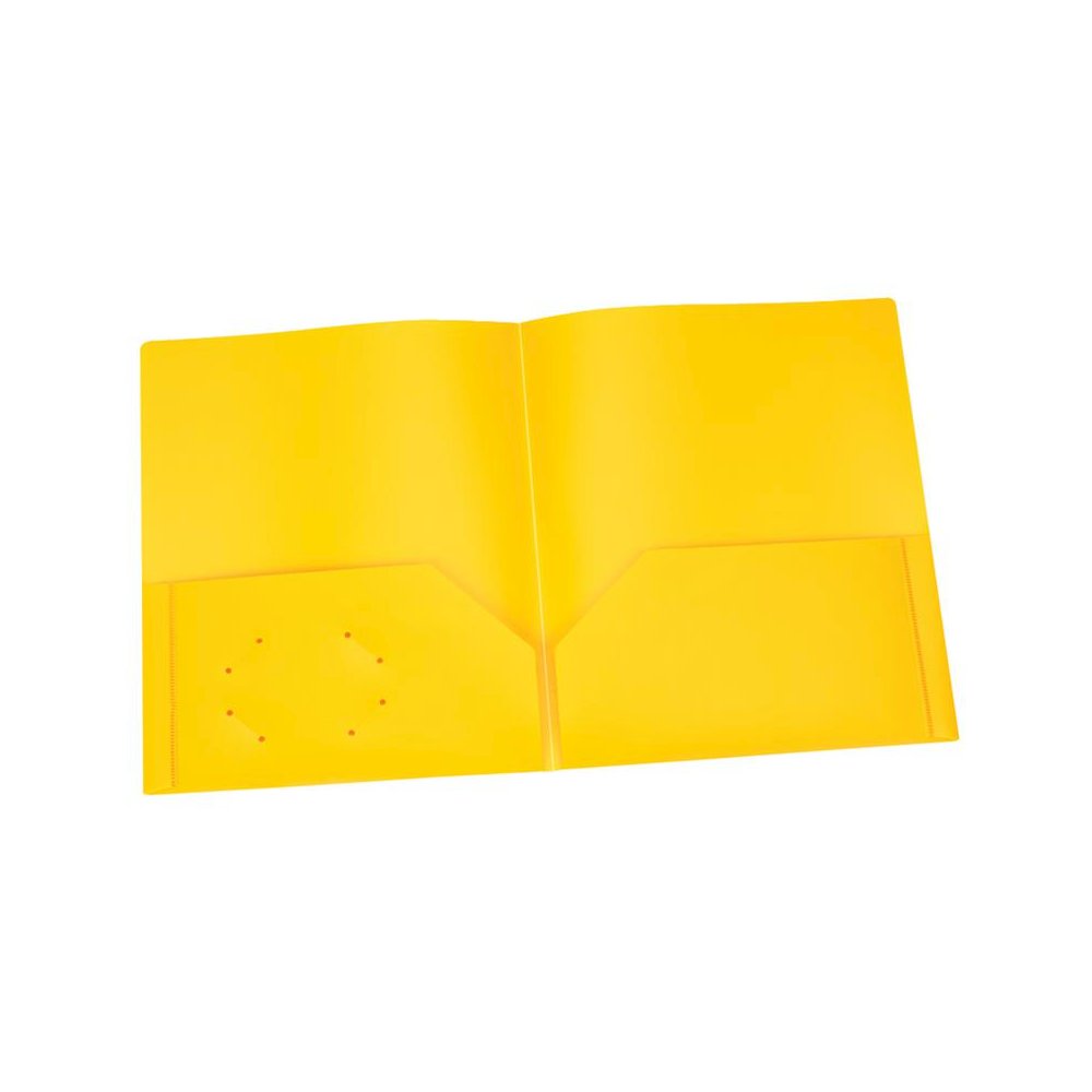Poly Two Pocket Portfolio, Yellow, Pack of 25. Picture 1