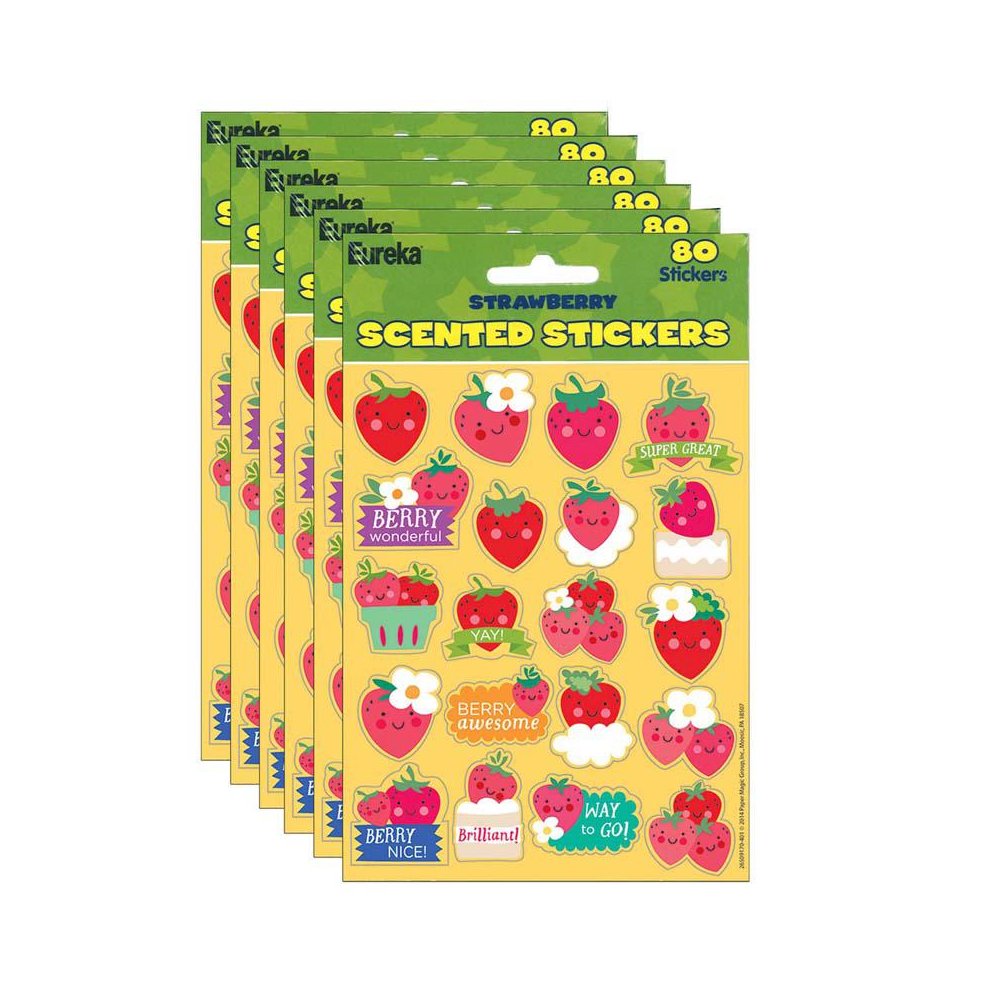Strawberry Scented Stickers, 80 Per Pack, 6 Packs. Picture 1