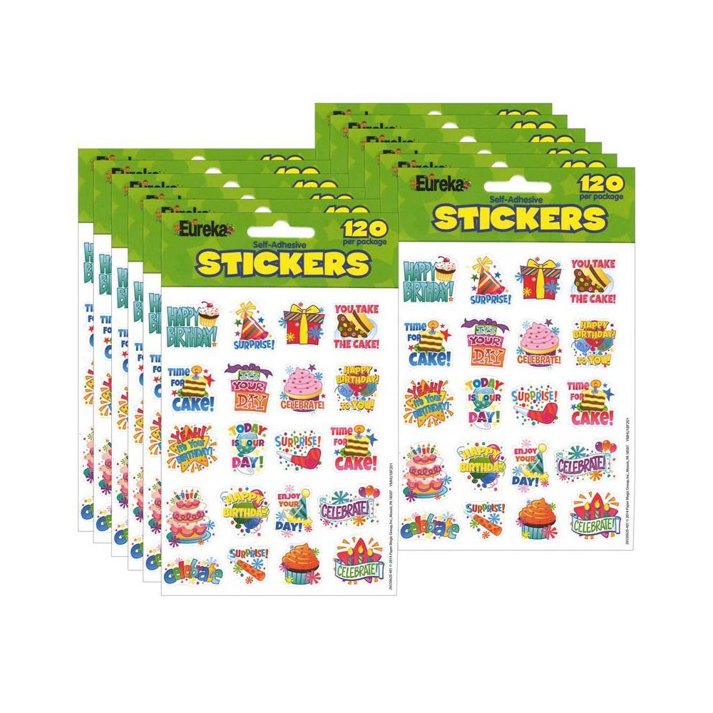 Birthday Theme Stickers, 120 Per Pack, 12 Packs. Picture 1