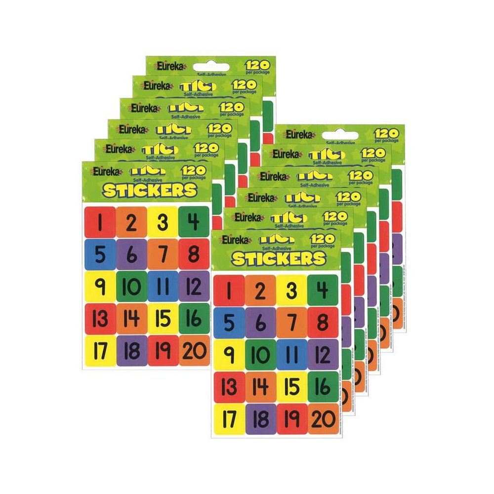 Numbers (1-20) Theme Stickers, 120 Per Pack, 12 Packs. Picture 1