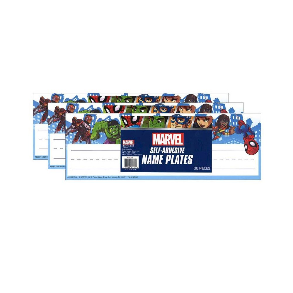 Marvel Super Hero Self-Adhesive Name Plates, 36 Per Pack, 3 Packs. Picture 1