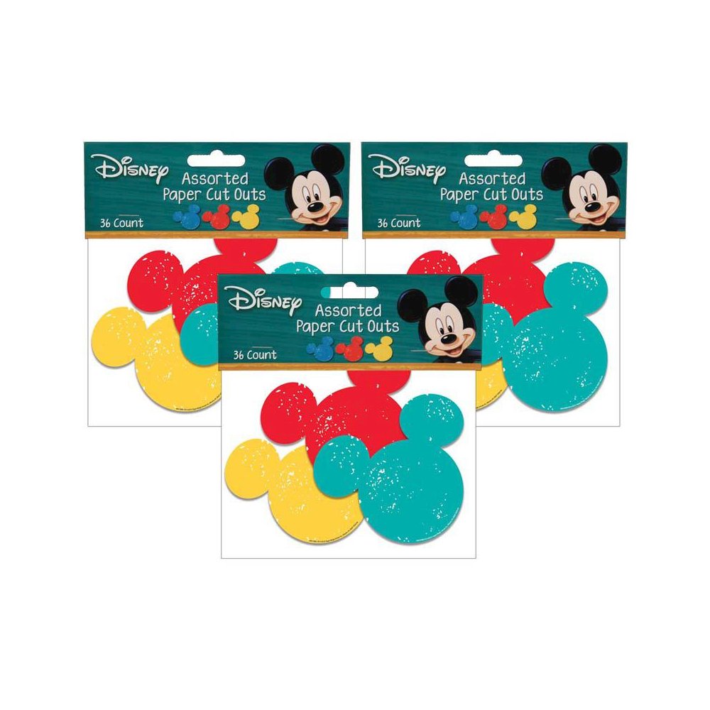 Mickey Mouse Paper Cut Outs, 36 Per Pack, 3 Packs. Picture 1