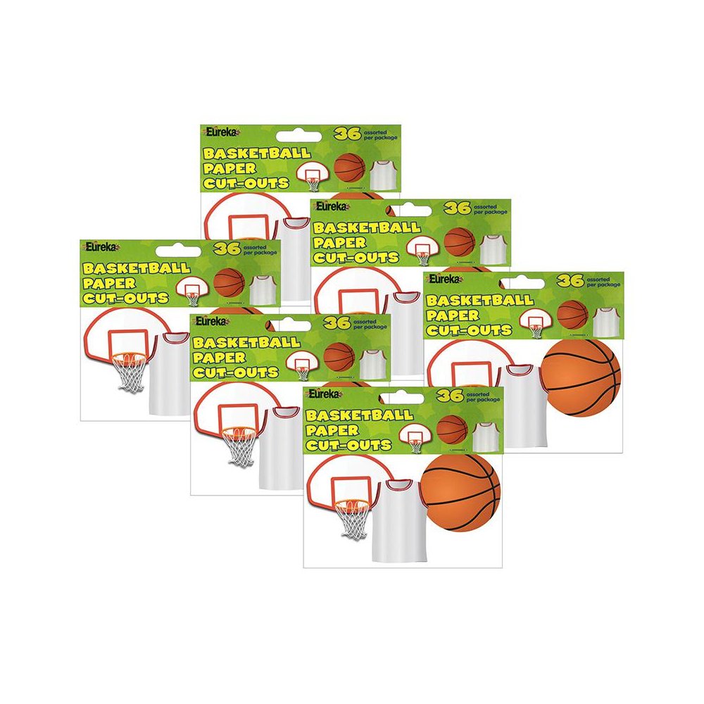 Basketball Assorted Cut Outs, 36 Per Pack, 6 Packs. Picture 1