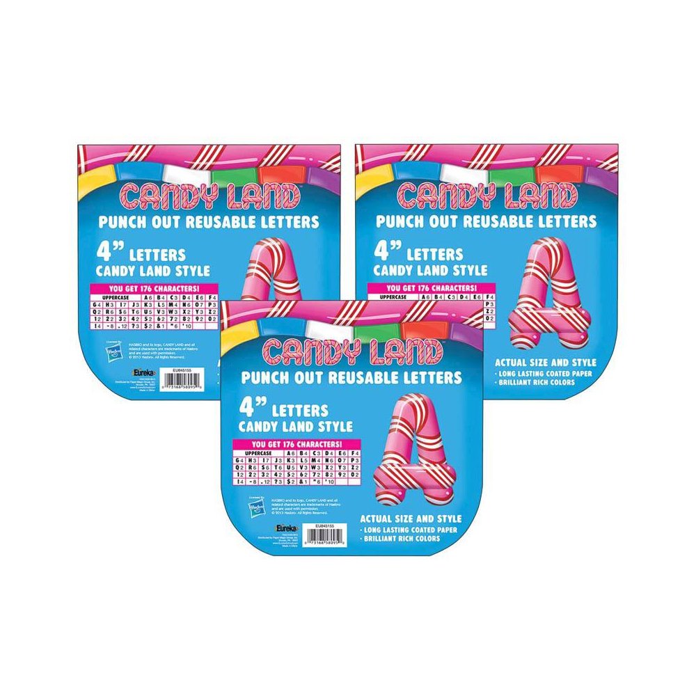 Candy Land Peppermint Stripe Deco 4" Letters, 176 Per Pack, 3 Packs. Picture 1