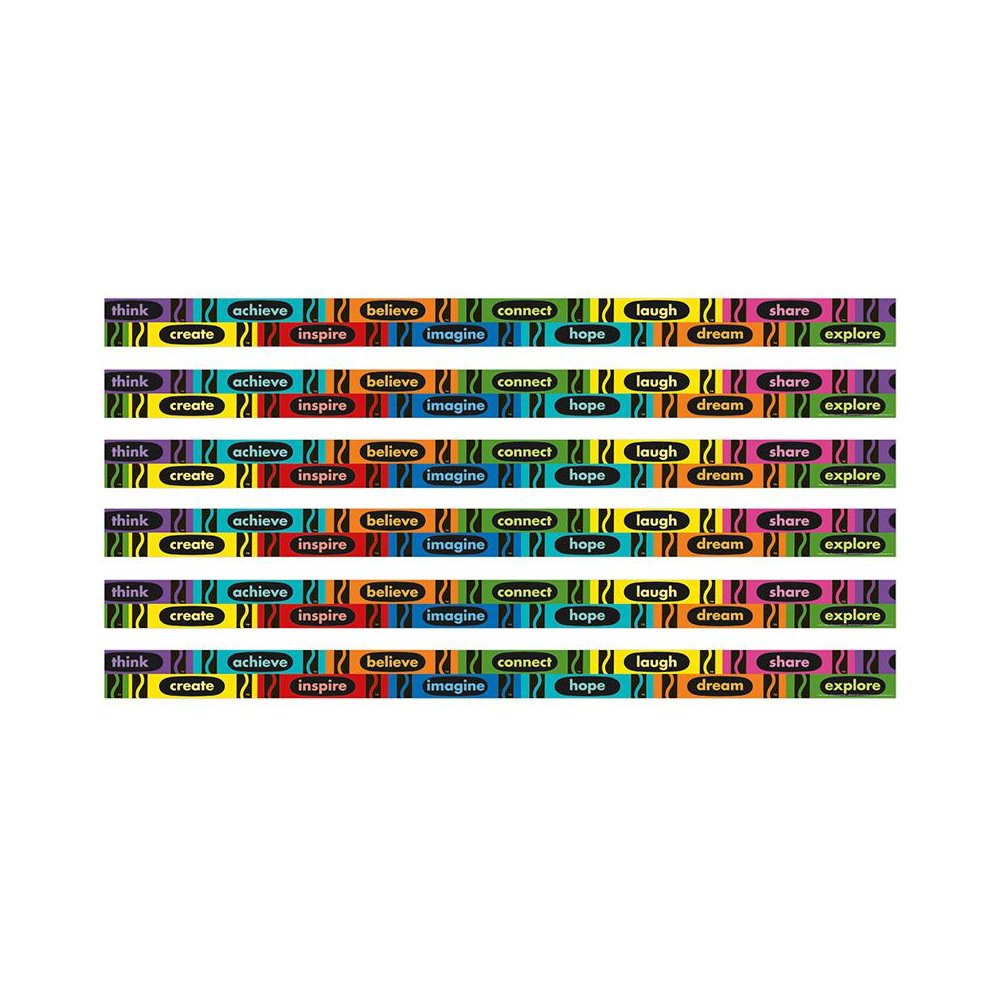 Crayola Inspirational Words Deco Trim, 37 Feet Per Pack, 6 Packs. Picture 1