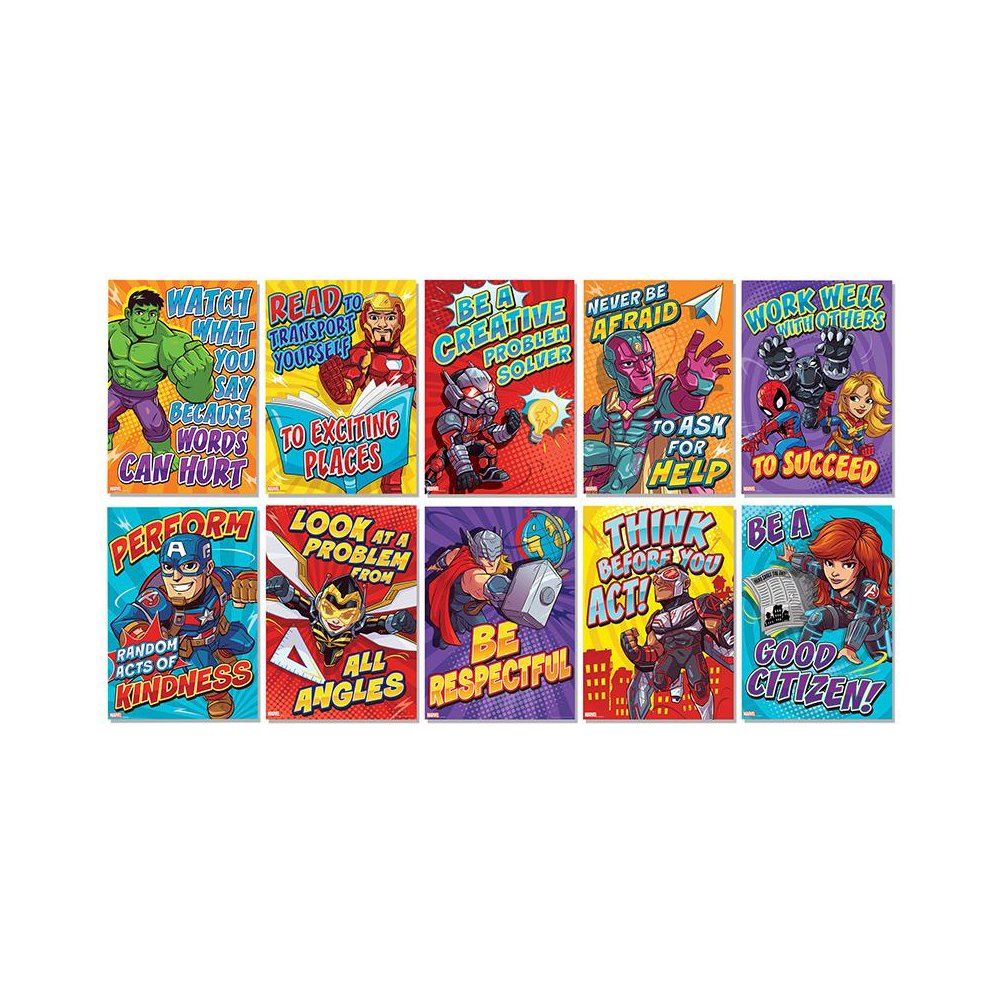 Marvel Motivational Poster Set Bulletin Board Set, 10 Posters. Picture 1