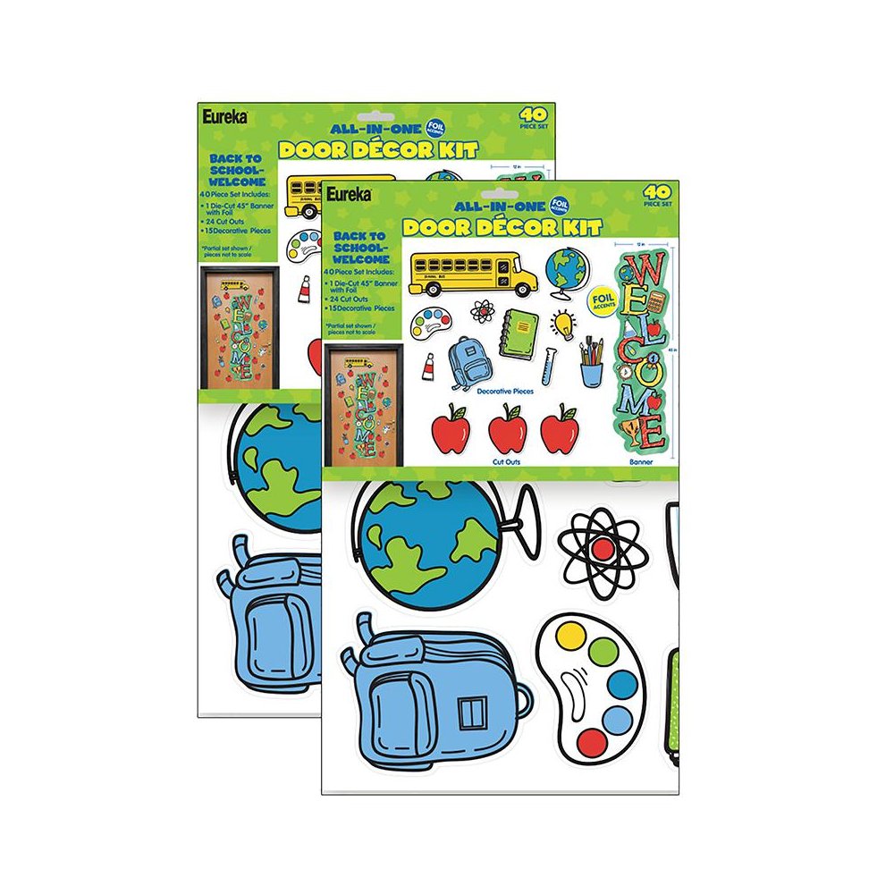 Back to School Welcome All-In-One Door Decor Kit, 40 Pieces Per Set, 2 Sets. Picture 1