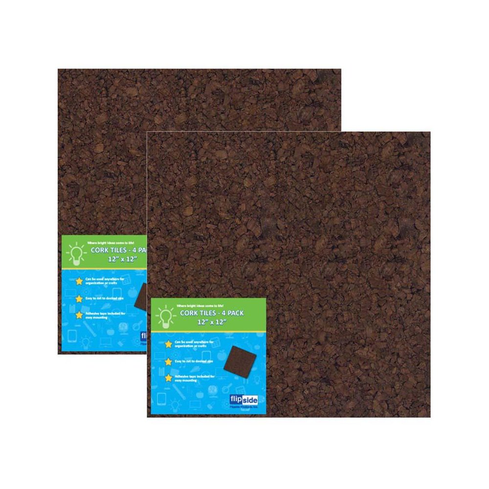Dark Cork Tiles, 12" x 12", 4 Per Pack, 2 Packs. Picture 1