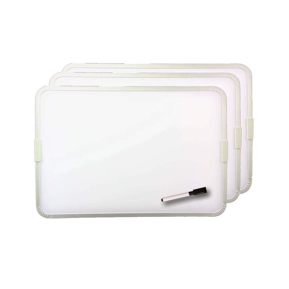 Two-Sided Aluminum Framed, Magnetic Dry Erase Board with Pen, Pack of 3. Picture 1