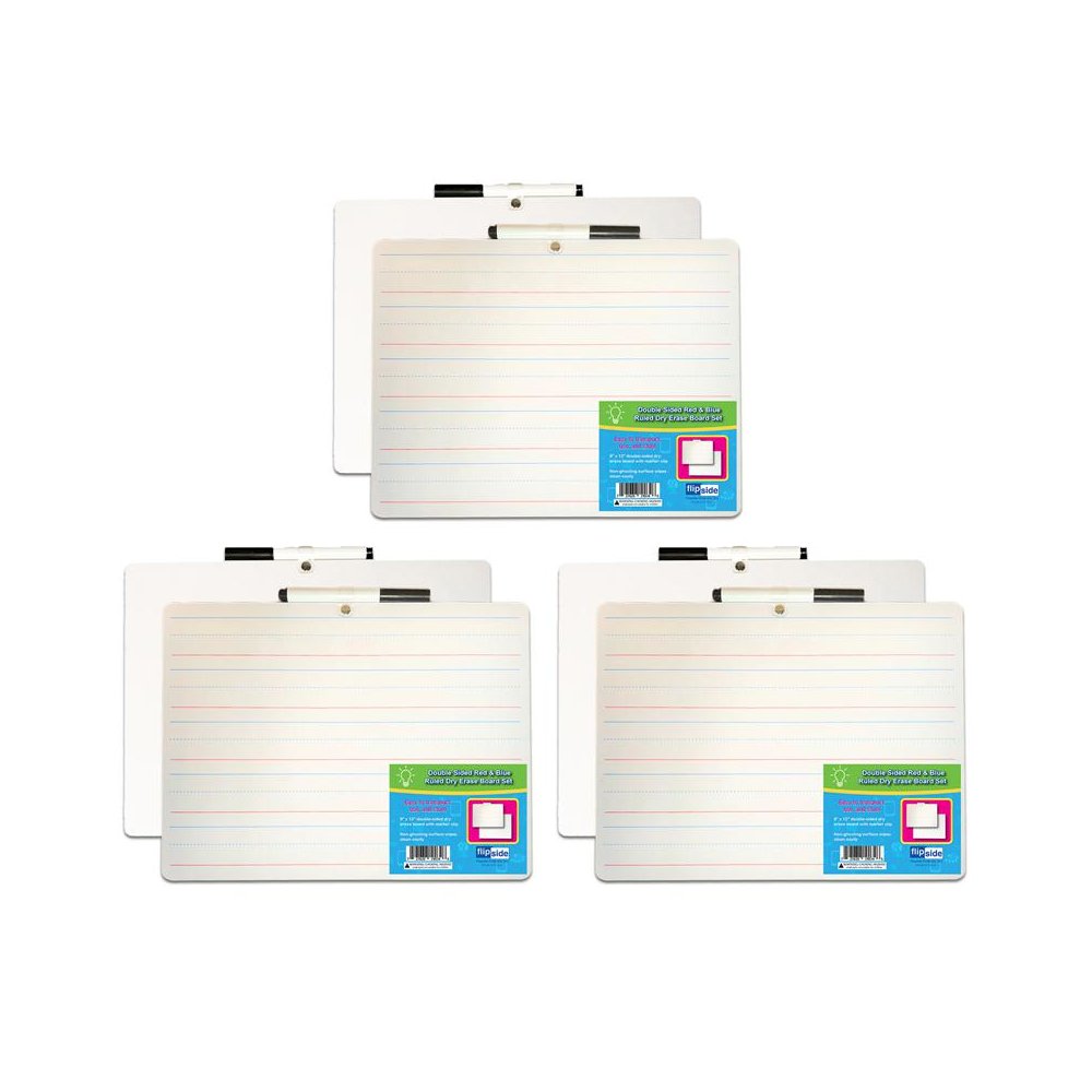 Two-Sided Primary Ruled/Blank Dry Erase Board with Attached Marker, Pack of 3. Picture 1